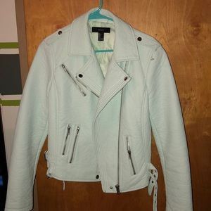 Large forever 21 light mint leather jacket new